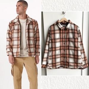 Abercrombie Men's Plaid Shacket (Brown) - Size L - NWT